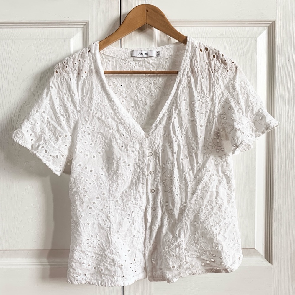Button-up Sewn Floral T-Shirt